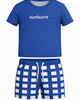 Sunburnt Sunburnt Print Checkered Rashguard & Drawstring Shorts Swim Set - 1