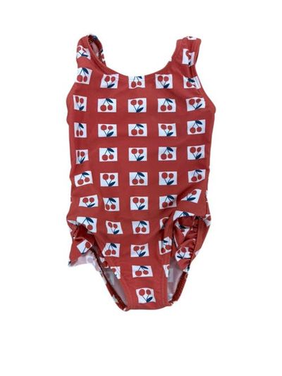 Sunburnt Sunburnt Girls Checked One-Piece Swimsuit - Red 