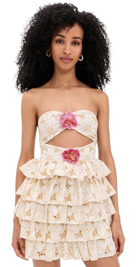 SUNDRESS SUNDRESS Hortensia Dress Eyelet Flower Gold