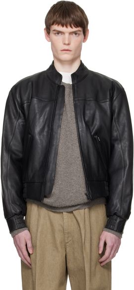 Sunflower Sunflower Black Leather Polo Biker Jacket