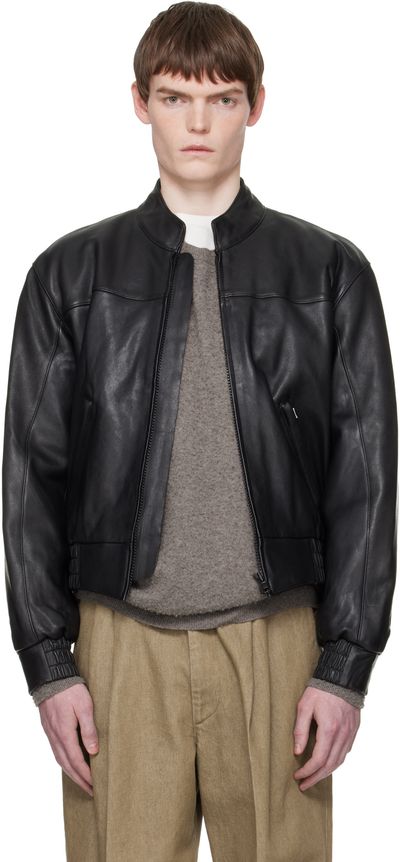 Sunflower Sunflower Black Leather Polo Biker Jacket
