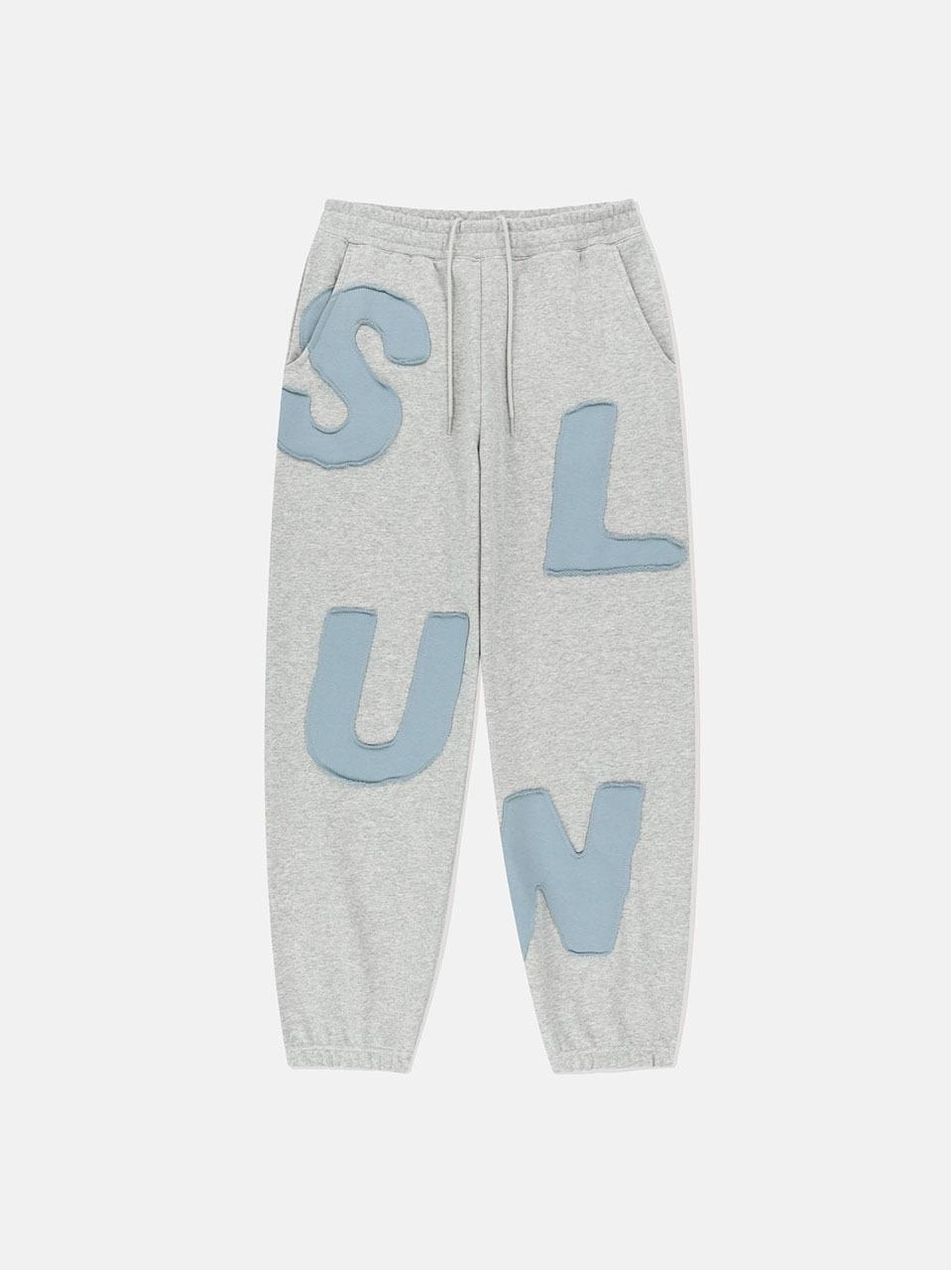 SUNLOVE Cotton-Polyester Elastic Waistband Capital Sweatpants [Heather Grey]