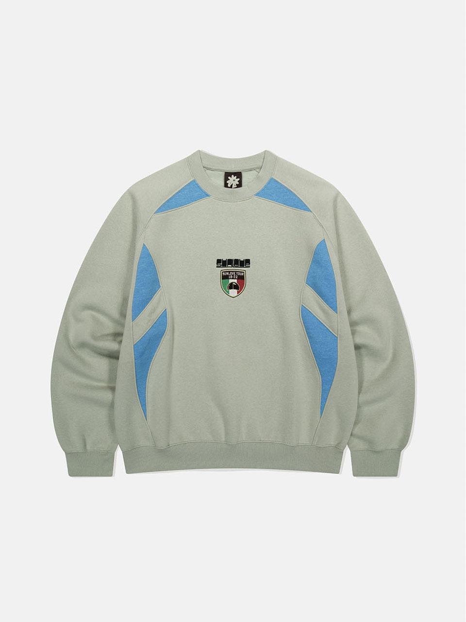 SUNLOVE Cotton-Polyester Lightweight Sporty Crewneck Sweatshirt [Light Sage]