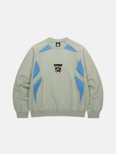 SUNLOVE Cotton-Polyester Lightweight Sporty Crewneck Sweatshirt [Light Sage]