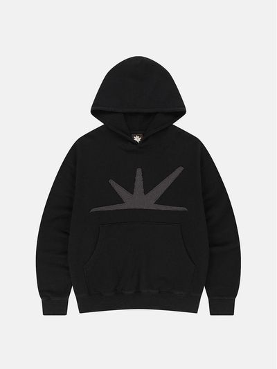 SUNLOVE Cotton-Polyester Waffle Fabric Athletic Hoodie [Black]