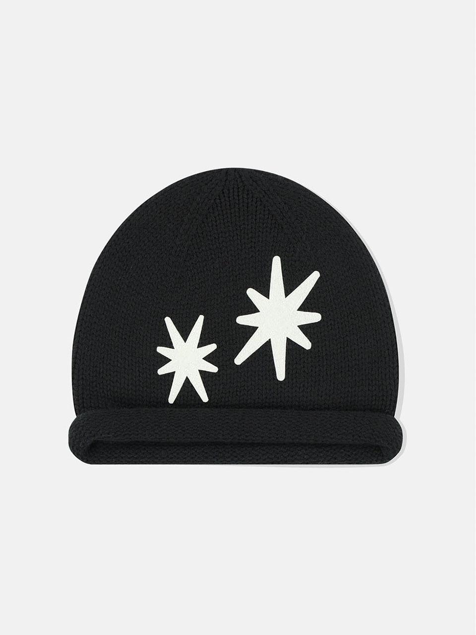 SUNLOVE Flare Roll Brim Acrylic Beanie [Black]