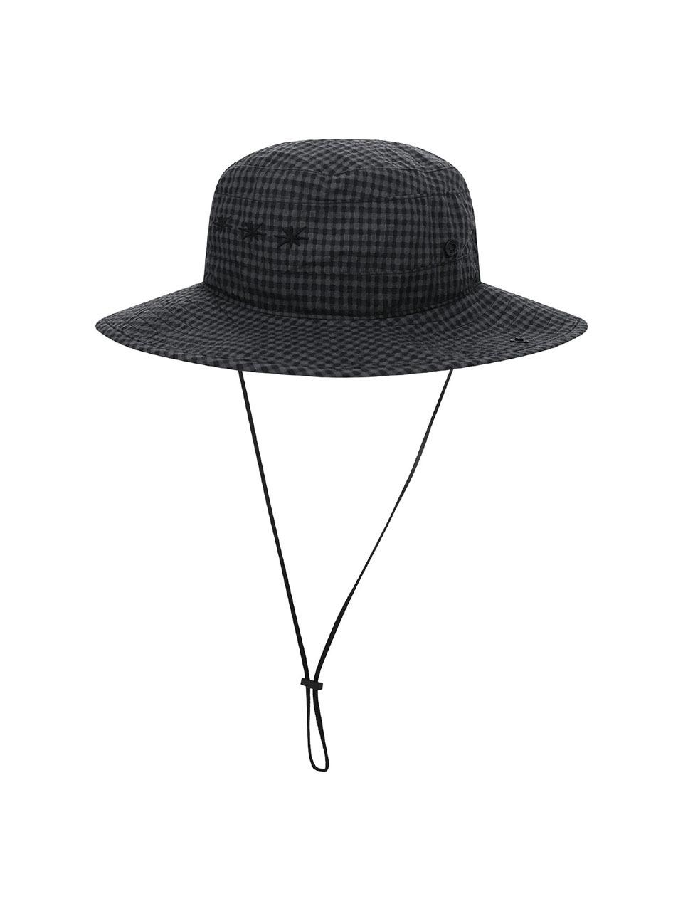 SUNLOVE Grid Pioneer Gingham Bucket Hat [Black]