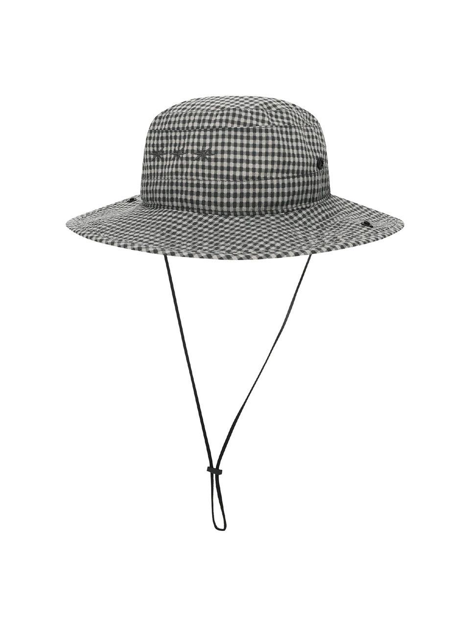 SUNLOVE Grid Pioneer Gingham Bucket Hat [Grey]