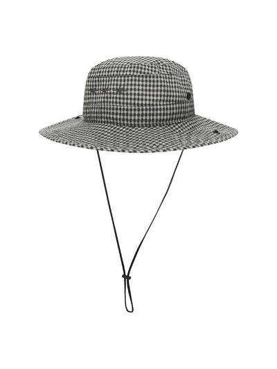 SUNLOVE Grid Pioneer Gingham Bucket Hat [Grey]