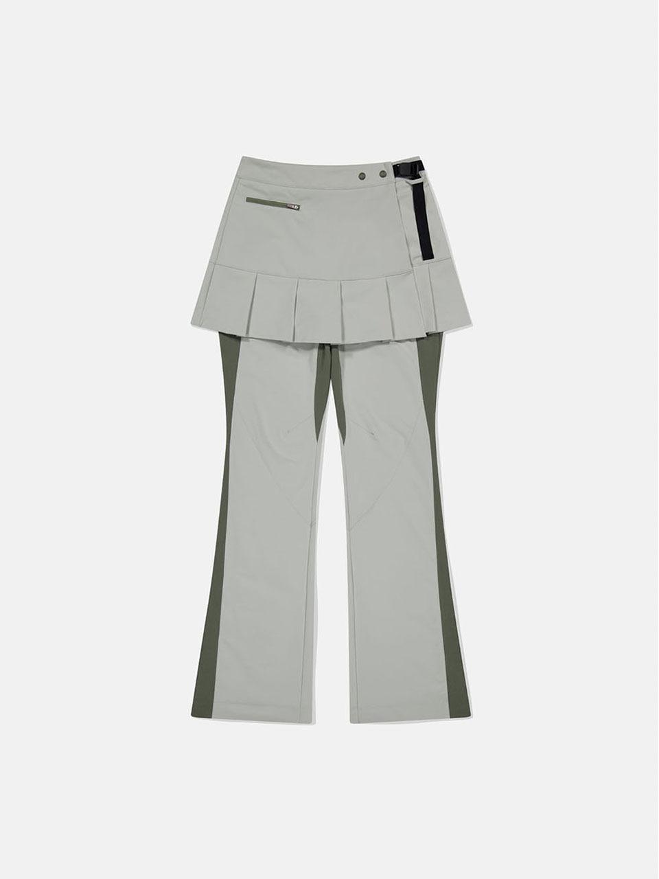 SUNLOVE Layered Pleated Bootcut Pants [Stone]
