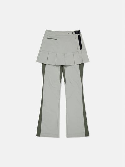 SUNLOVE Layered Pleated Bootcut Pants [Stone]