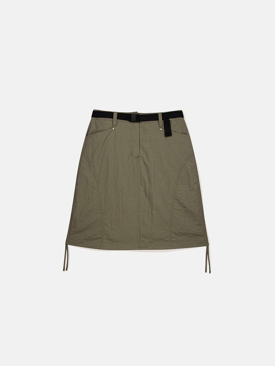 SUNLOVE Nylon Cargo Detachable Pocket Skirt [Brown]