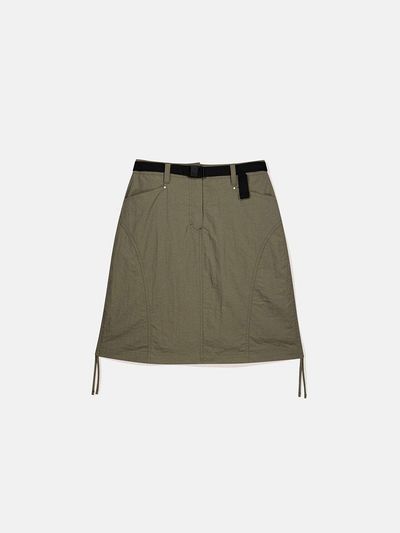 SUNLOVE Nylon Cargo Detachable Pocket Skirt [Brown]