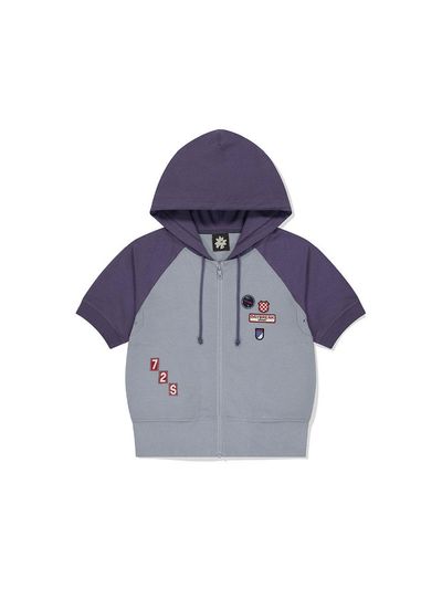 SUNLOVE Patch S/S Zip Up Hoodie [Grey]