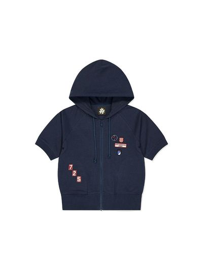 SUNLOVE Patch S/S Zip Up Hoodie [Navy]