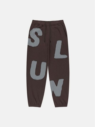 SUNLOVE Premium Cotton-Polyester Elastic Waist Sweatpants [Brown]