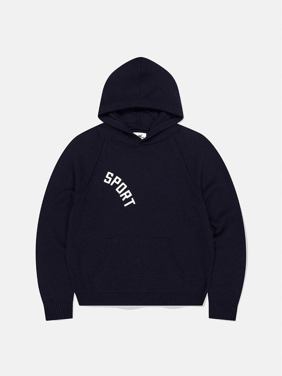 SUNLOVE Sport Raglan Merino Wool Knit Hoodie [Navy]