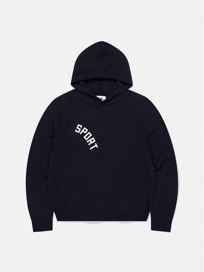 SUNLOVE Sport Raglan Merino Wool Knit Hoodie [Navy]