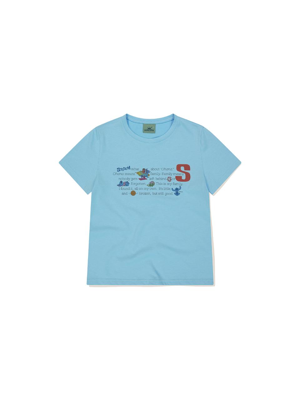 SUNLOVE STITCH W Phrase Tee [Light Blue]