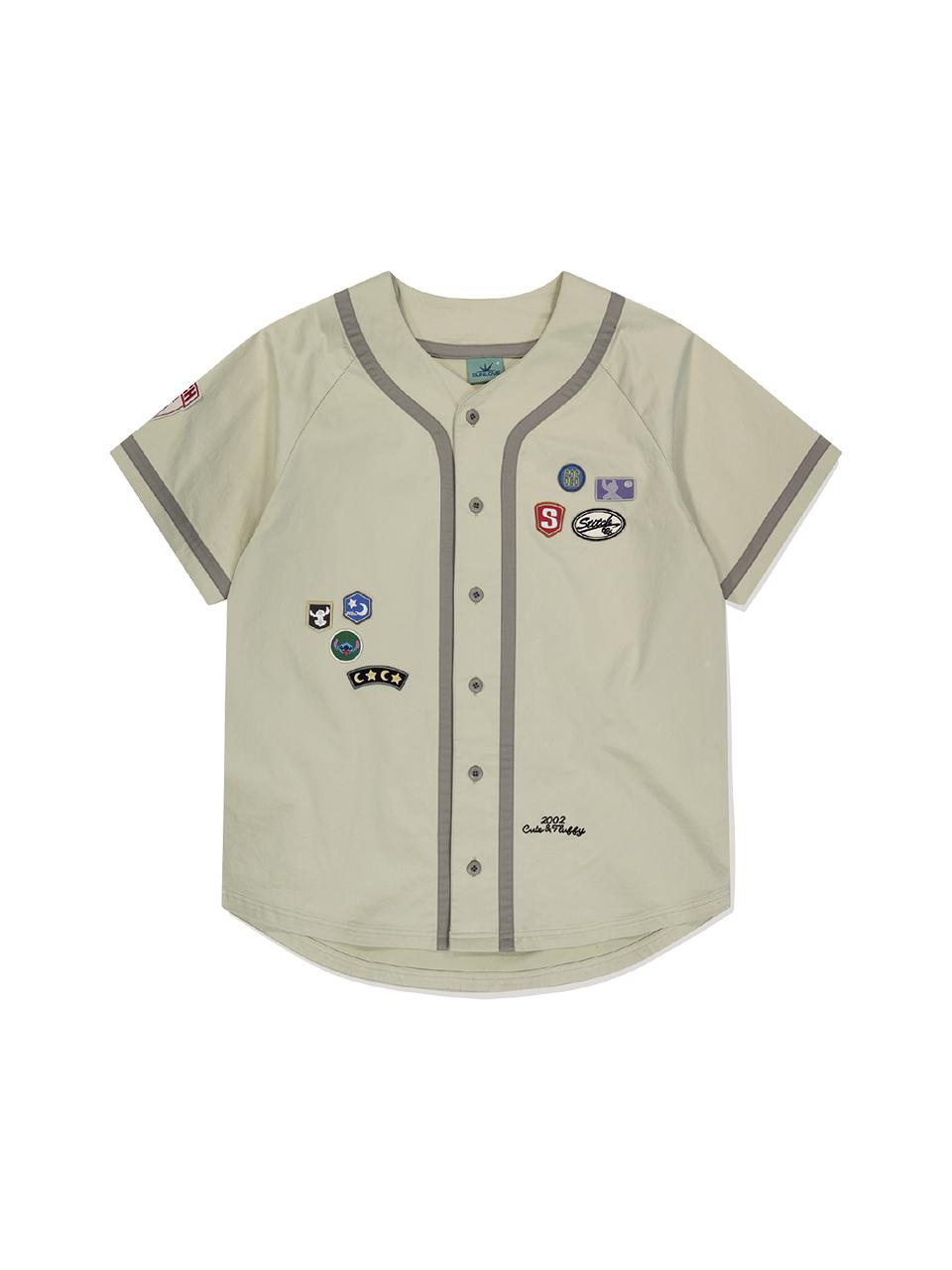 SUNLOVE STITCH Wappen Baseball Shirt [Beige]