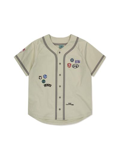 SUNLOVE STITCH Wappen Baseball Shirt [Beige]