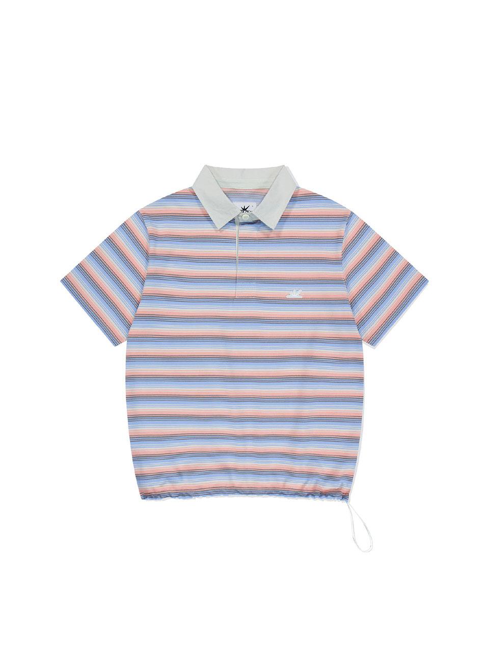 SUNLOVE Striped Caddie Polo T-Shirt [Pink]