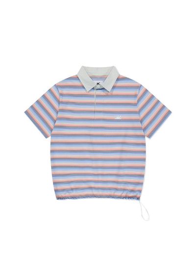 SUNLOVE Striped Caddie Polo T-Shirt [Pink]