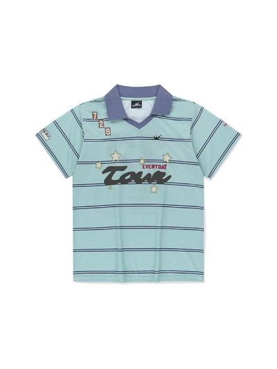 SUNLOVE Striped Tour Golf Jersey T-Shirt [GREEN]