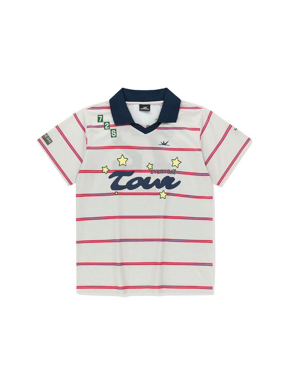 SUNLOVE Striped Tour Golf Jersey T-Shirt [Ivory]