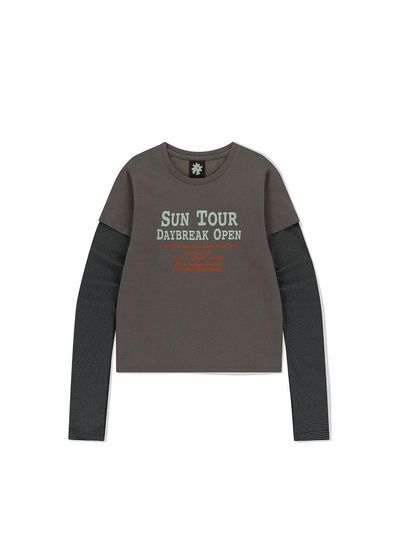 SUNLOVE SUN TOUR Layered L/S T-Shirt [Taupe]