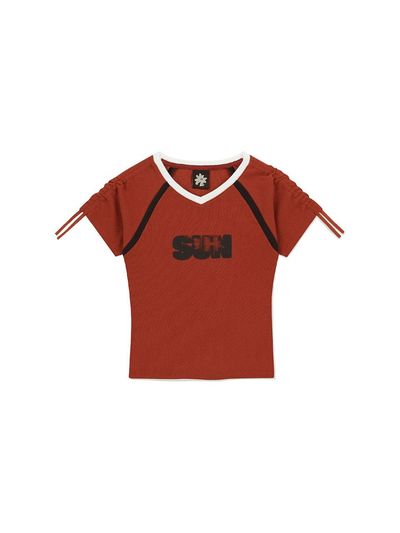 SUNLOVE W Ribbed SUN Tee [RED]