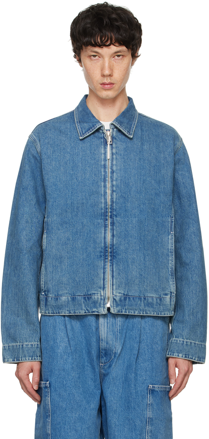 SUNNEI - Blue Faded Denim Bomber Jacket
