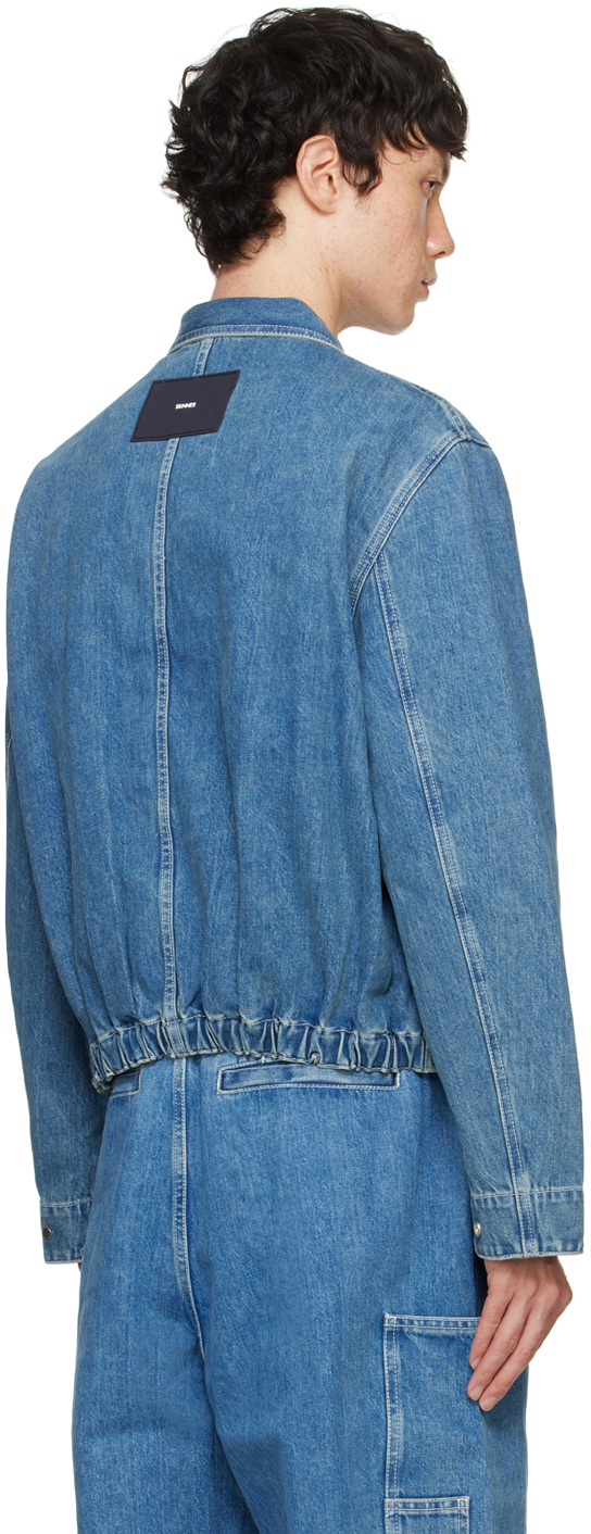 SUNNEI - Blue Faded Denim Bomber Jacket