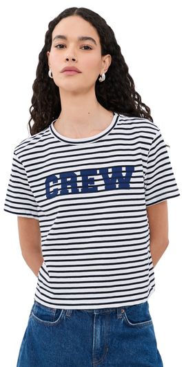 Sunny Somewhere Sunny Somewhere Crew Stripe Tee Navy Stripe