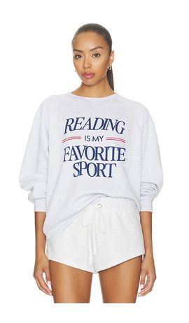 Sunny Somewhere Sunny Somewhere Reading Is My Favorite Sport Raglan Crew Sweater