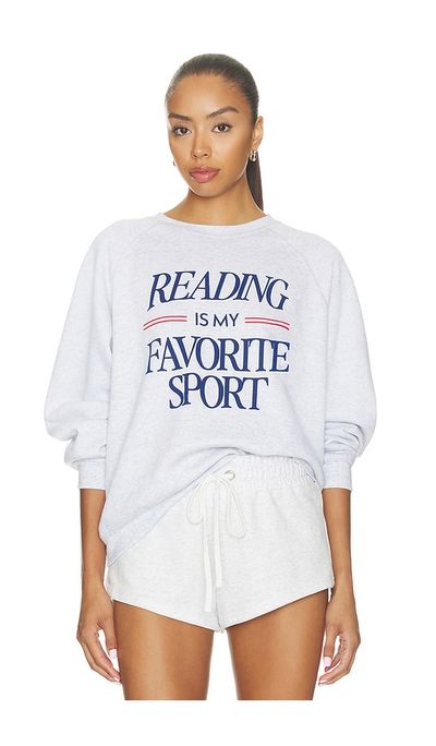 Sunny Somewhere Sunny Somewhere Reading Is My Favorite Sport Raglan Crew Sweater