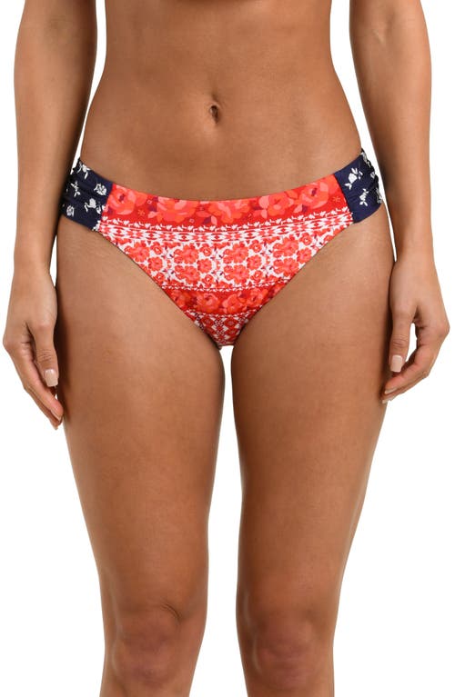 Sunshine 79 Sunshine 79 Flowers & Stripes Shirred Side Hipster Bikini Bottoms