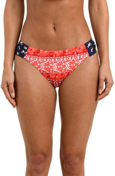 Sunshine 79 Sunshine 79 Flowers & Stripes Shirred Side Hipster Bikini Bottoms