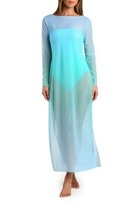 Sunshine 79 Sunshine 79 Ombré Illusions Sheer Long Sleeve Cover-Up Maxi Dress