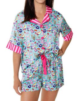 Sunshine Society Sunshine Society 90's Girl Silky Short Sleeve Shorts Set