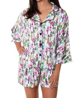 Sunshine Society Sunshine Society Fashionista Silky 3/4 Sleeve Shorts Set