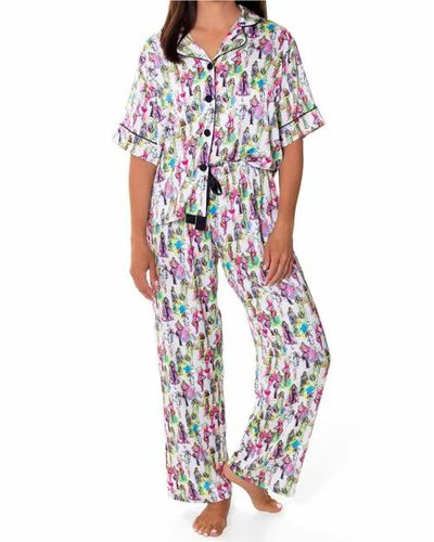 Sunshine Society Sunshine Society Fashionista Silky Short Sleeve Pants Set