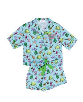 Sunshine Society Sunshine Society Girls' Camp Club Silky Short Sleeve Shorts Set