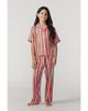 Sunshine Society Sunshine Society Kids Silky Christmas Candy Stripe Short Sleeve Pant Set  - 1