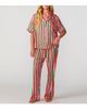 Sunshine Society Sunshine Society Silky Christmas Candy Stripe Short Sleeve Pant Set  - 1