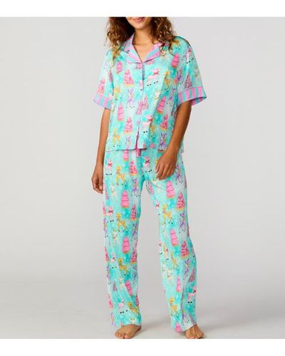 Sunshine Society Sunshine Society Silky Prancer Short Sleeve Pant Set