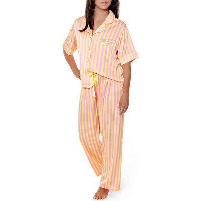 Sunshine Society Sunshine Society Sunshine Club Silky Short Sleeve Pants Set