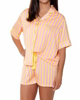 Sunshine Society Sunshine Society Sunshine Club Silky Short Sleeve Shorts Set
