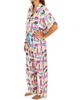 Sunshine Society Sunshine Society Women's Highway Holiday Silky Short Sleeve Pant Set  - 1