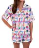 Sunshine Society Sunshine Society Women's Highway Holiday Silky Short Sleeve Short Set  - 1